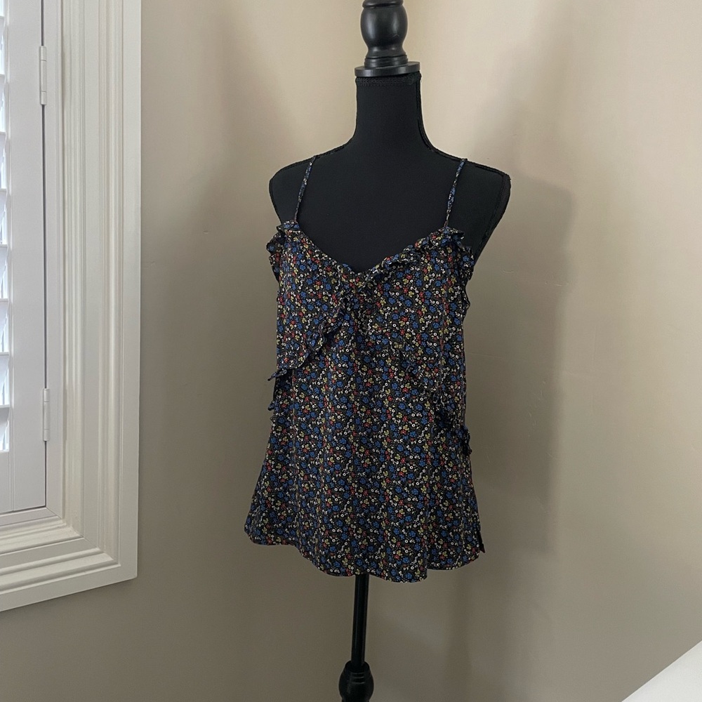 CeCe M Ruffle Tank Cami Top in multi color with Adjustable straps.
